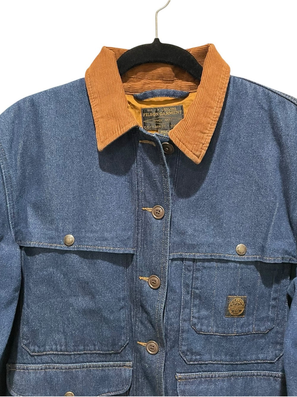Filson 9-Oz. Denim Cruiser Jacket Dark Rinse Blue Women’s Size Medium NEW - Picture 4 of 9